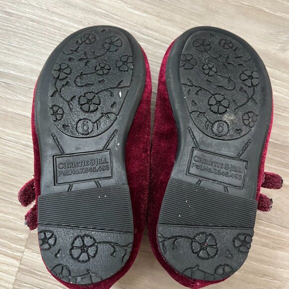 Christie & Jill Toddler Girls Mary Jane Velvet Kids Flat Party Shoes Sz 6 - Picture 7 of 7